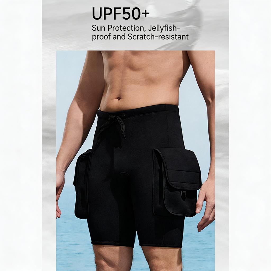 3MM Neoprene Dive Shorts for Men with Pockets Fast Release Buckle Adjustable Waistband Hybrid Utility Shorts Scuba
