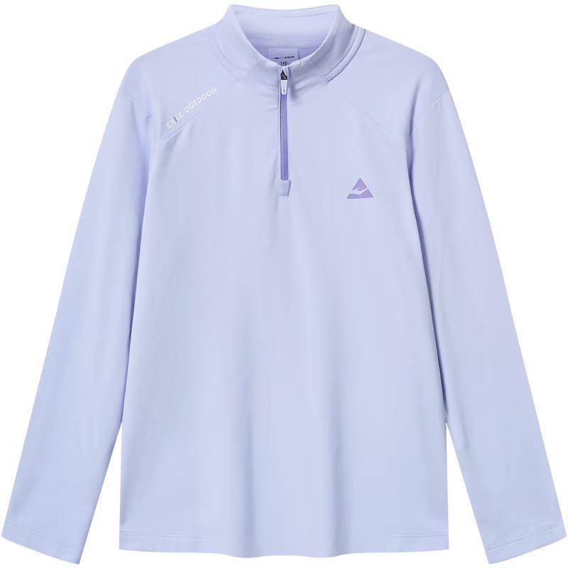 ERKE Kids  Unisex Half-Placket Long Sleeve T-Shirt 130