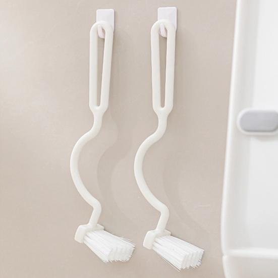 Toilet Brush with Extended Bristles S-Shaped Head No Dead Corners Wall-Mounted Long Handle Stain Removal Toilet Scrubber