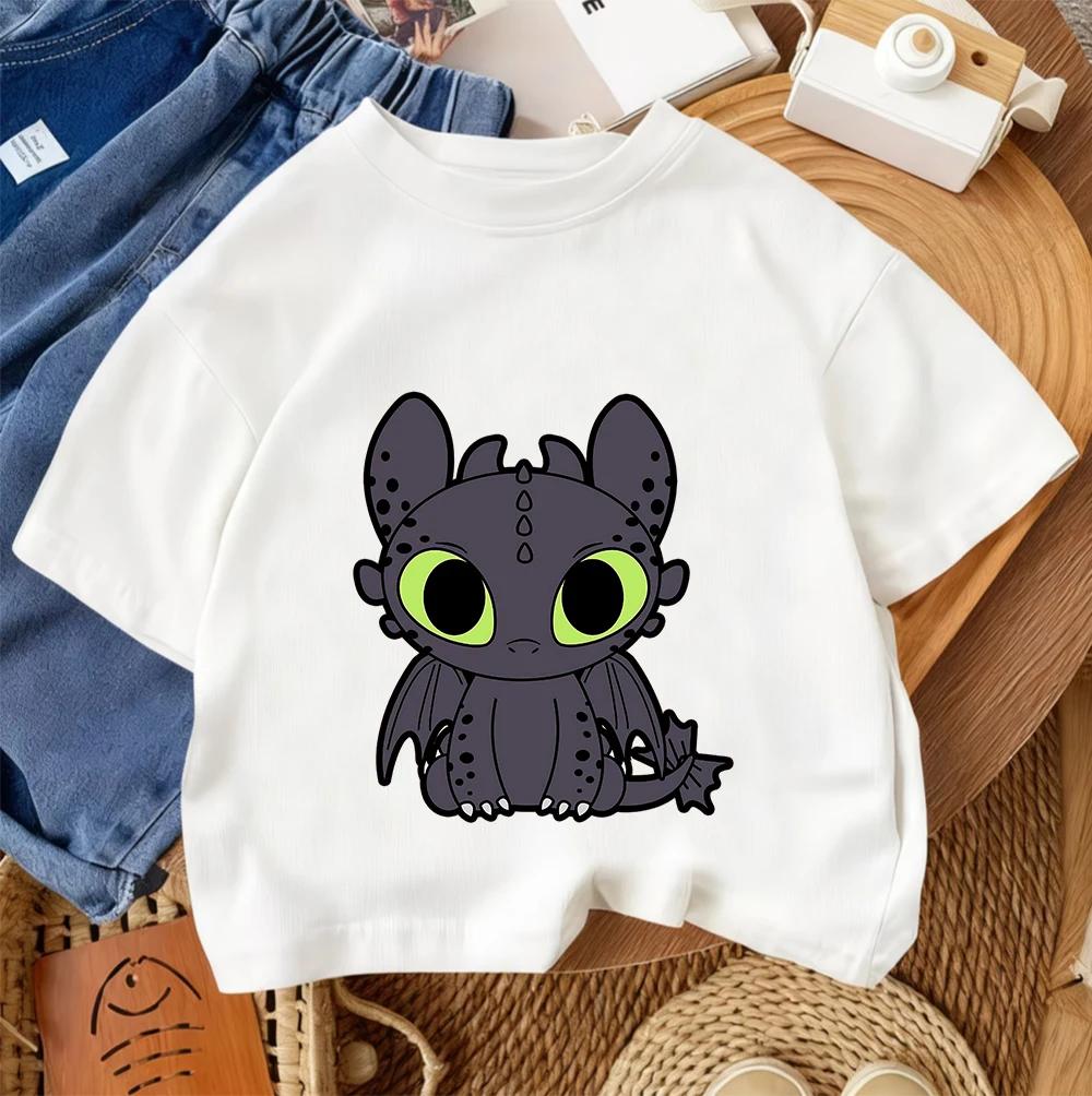 Toothless Kids Short Sleeve T Shirt Boys Girls Dragon Cartoon Polyester Summer Casual Top