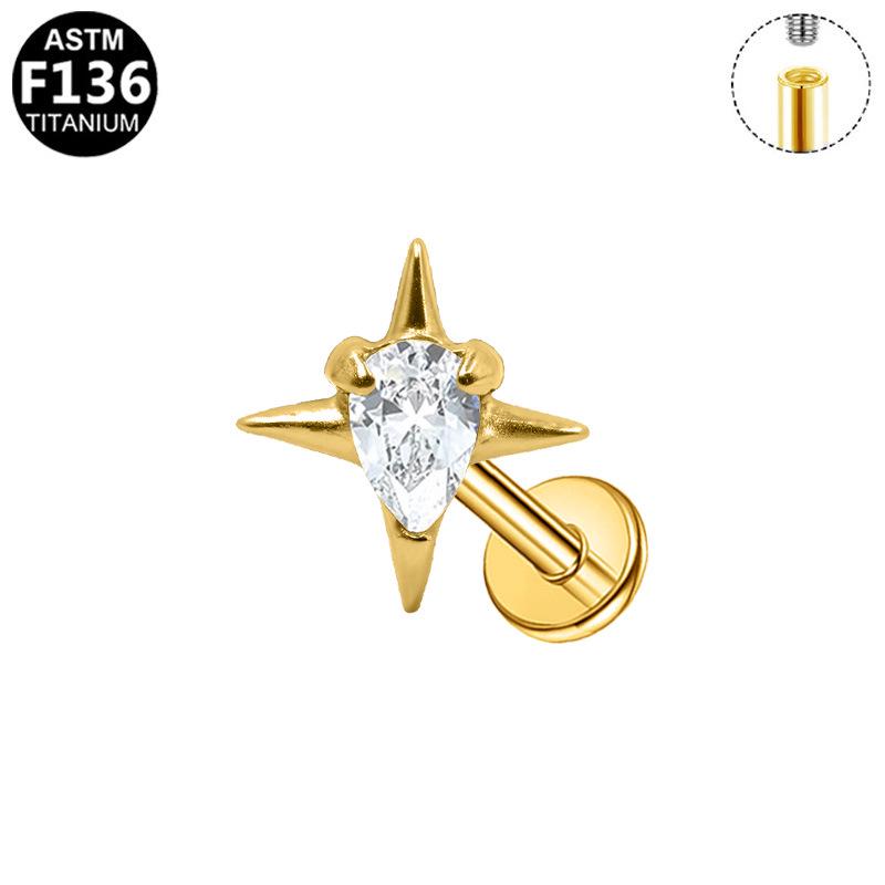 Herzförmiger Katzen-Ohrknochen-Stecker Piercing Schmuck mit lila Zirkon G23 Titan - Designer-Stil, Modisch, Schlicht.