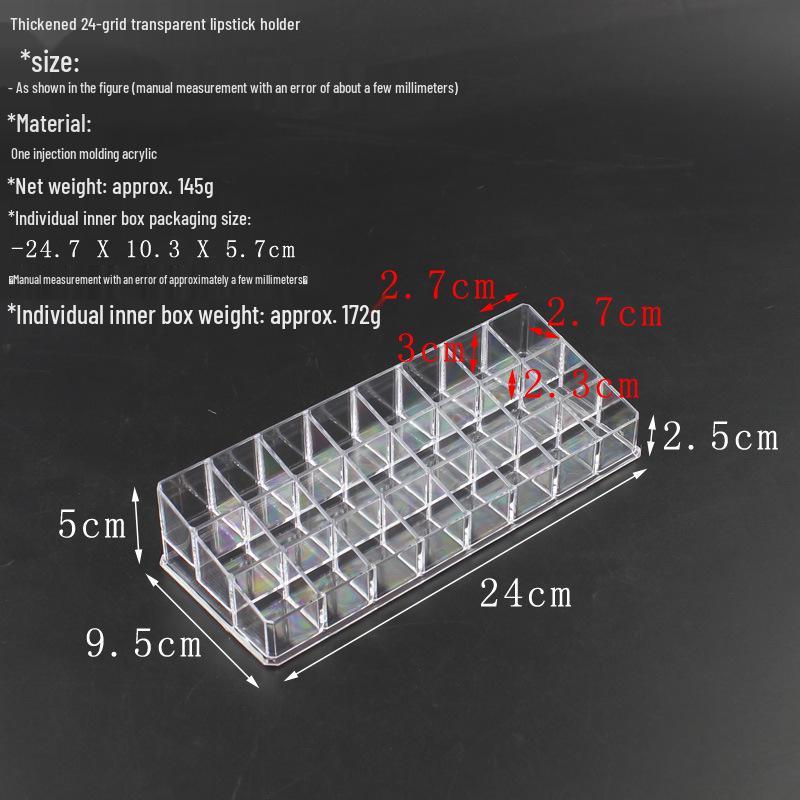 Multi-Grid Transparent Lipstick Holder Storage Display for Beauty Cosmetics