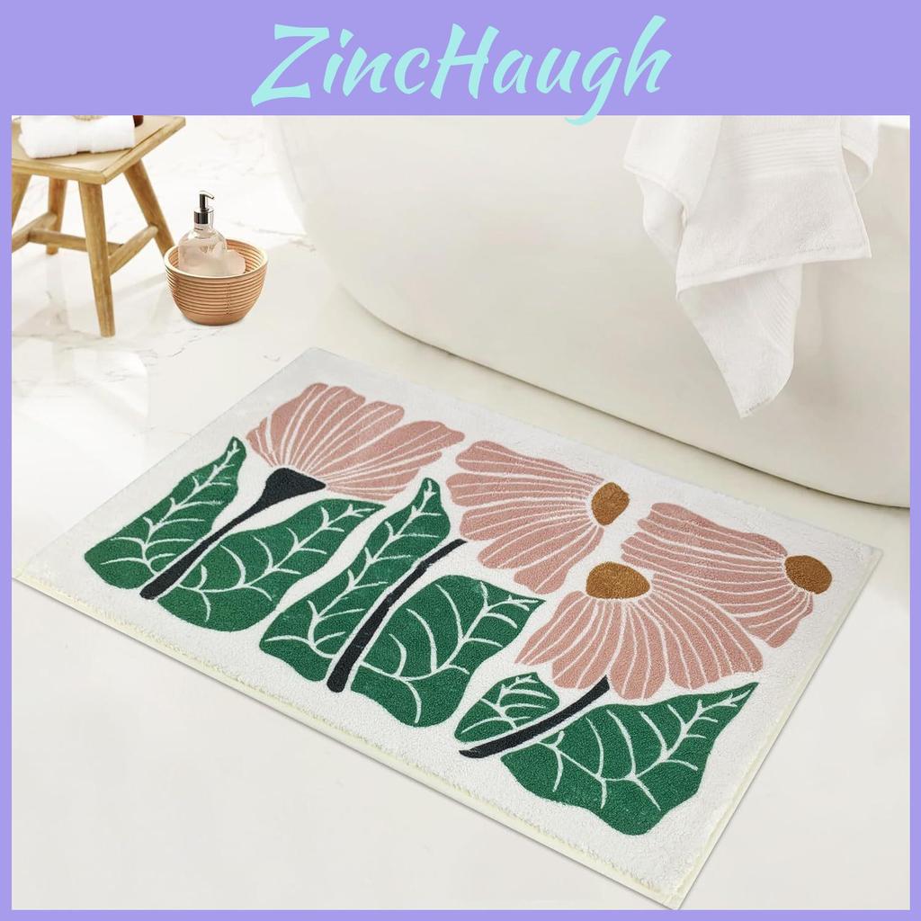 Sweet Flower Pattern Plush Absorbent Floor Mat Carpet For Bedroom Or Living Room