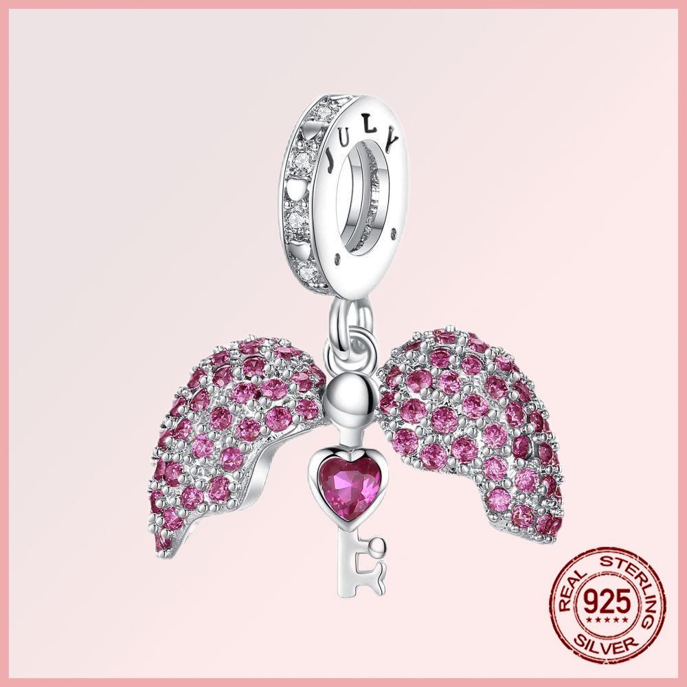 Sparkling Pavé Angel Wings Copper Dangle Charms Fit Original Bracelet Beads Jewelry Gift Diy