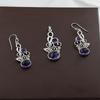 Amethyst Silver Pendant Earring Set, 925 Sterling Silver Handmade Jewelry, February Birthstone Jewelry, Dangle Earring An0448-185