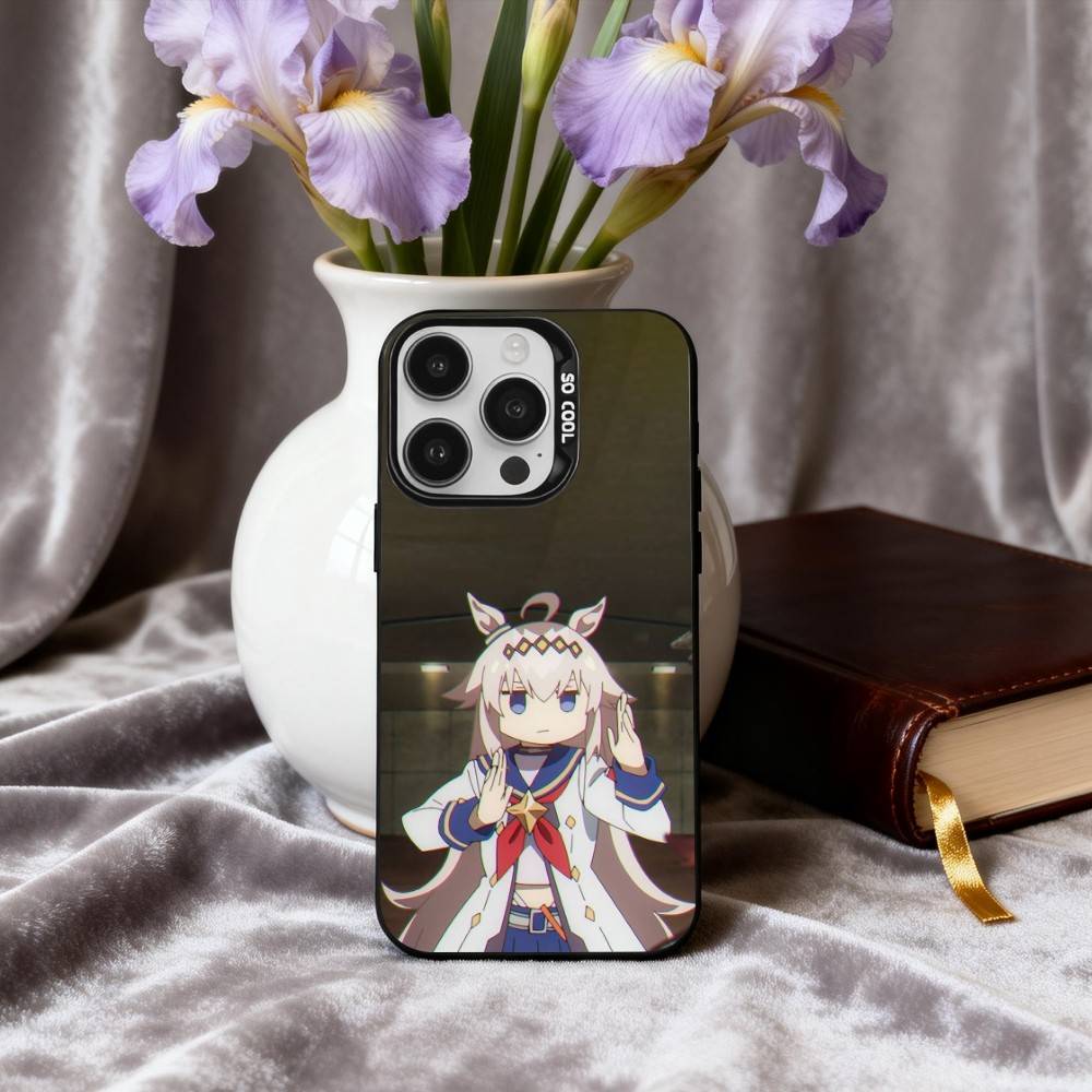 U-Uma Musume Pretty Derby O-Oguri Cap Phone Case For iPhone17,16,15,14,13,12,11 Plus,Pro Max Black Candy silver phone case