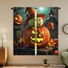 Piece Set High Definition Digital Printed Curtainshalloween Pumpkin Colorful Night Fallen Leaves Dark Backgroundhome Decora Curtain Polyester
