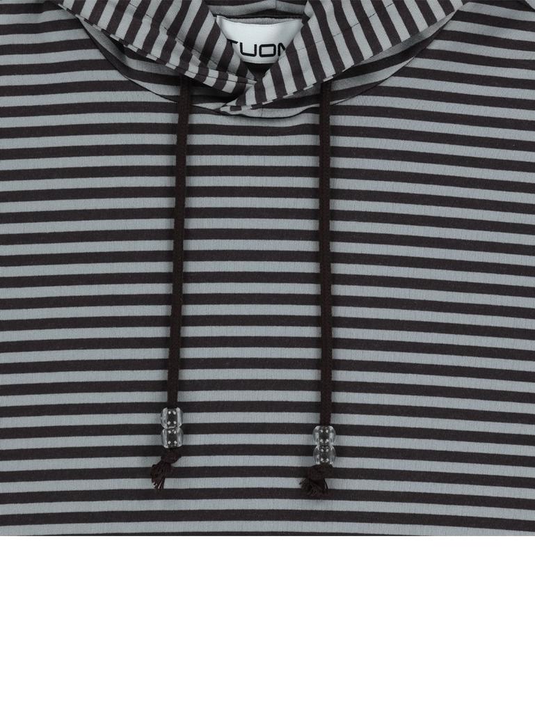 Tuomio Stripe Balloon Hood Dress [Charcoal]