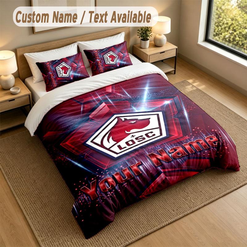 Bedding Set 1 Duvet Cover 2 Pillowcases LOSC Lille Print Soft Bed Linen Bedroom Decor