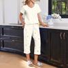 Women's Casual Loungewear Set with Printed Short Sleeve Round Neck T-Shirt and Loose Fit Pants