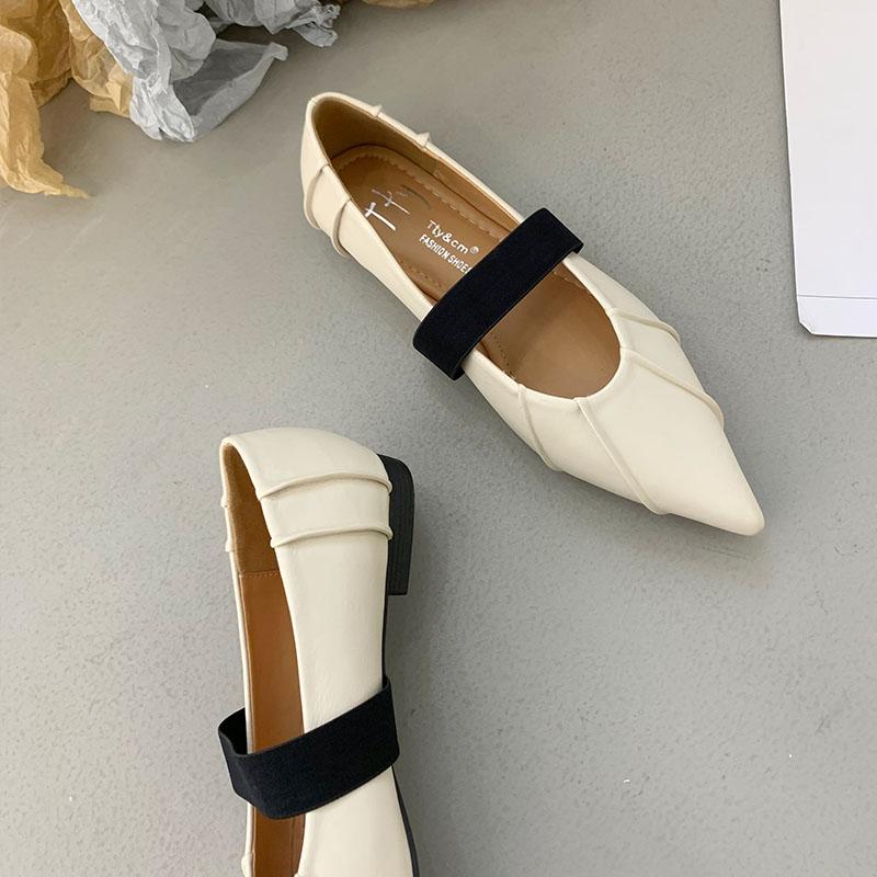 

Мода 2025 Мода Удобные Повседневные Эластичная резинка Женские Балетки Обувь Обувь Острый носок Женские Неглубокие Женские Балетки Мэри Джейн 35 бежевый
