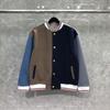 TIME BREATHE Men's Autumn/Winter Woolen Color Block Stand Collar Jacket