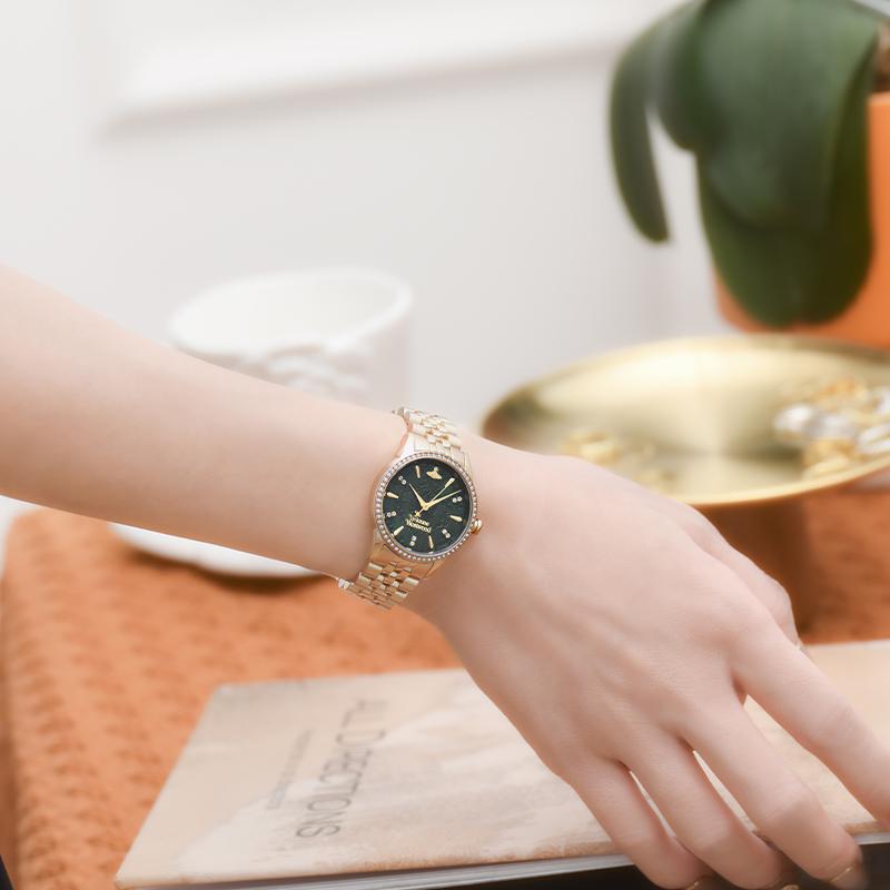 VIVIENNE WESTWOOD Quartz Watch 32Mm Green Dial Luxury Diamond Bezel Women Watches DWVV327GRGD
