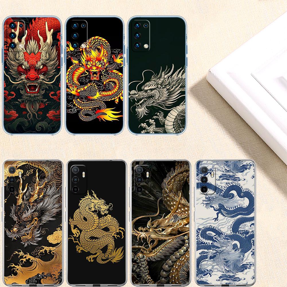 IK23 Chinese Dragon Transparent Phone Case for Motorola Moto G40 G04 G05 One Ace Action  Fusion + Plus Hyper Macro Vision Zoom