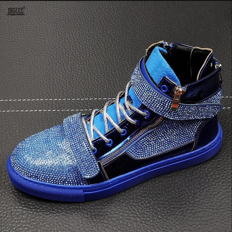 

Уютные Мужские Повседневные Ботильоны на Щиколотке Весенние Осенние Высокие Кроссовки на Липучках Роскошные Дизайнерские Мужские Молодежные Тренд Обувь 44 синий