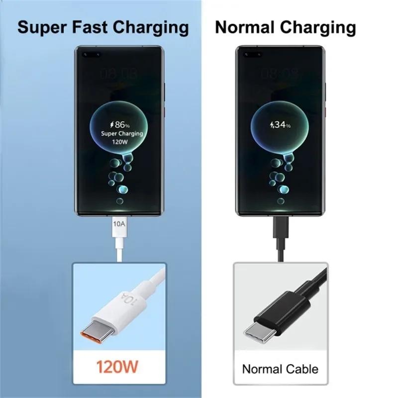 120W 10A USB To Type C Quick Charging Cable for iPhone Samsung Xiaomi Huawei USB C Mobile Phone Data Cord Fast Charge Data Cable