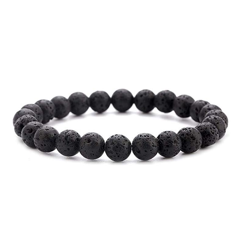 Charm Bracelet Natural Stone Beads 6/8/10mm Volcanic Lava Tiger Eye Beads Elastic Bracelets For Men Women Jewelry Pulsera Hombre