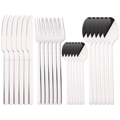 24 pièces ensemble de couverts en argent ensemble de vaisselle en acier inoxydable couteau fourchette cuillère ensemble de dîner Service de vaisselle de cuisine pour 6 couverts
