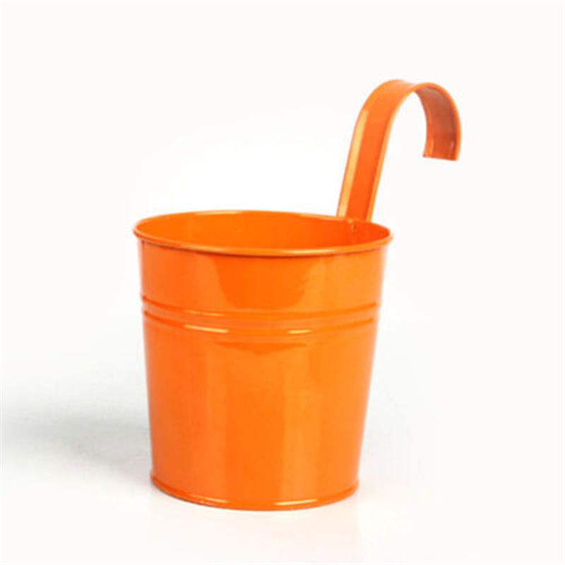 10 Colors Metal Iron Flower Wall Hanging Flower Plants Pot Hook Bucket Tin Garden Planter Pots Balcony Hanging Succulent Basket
