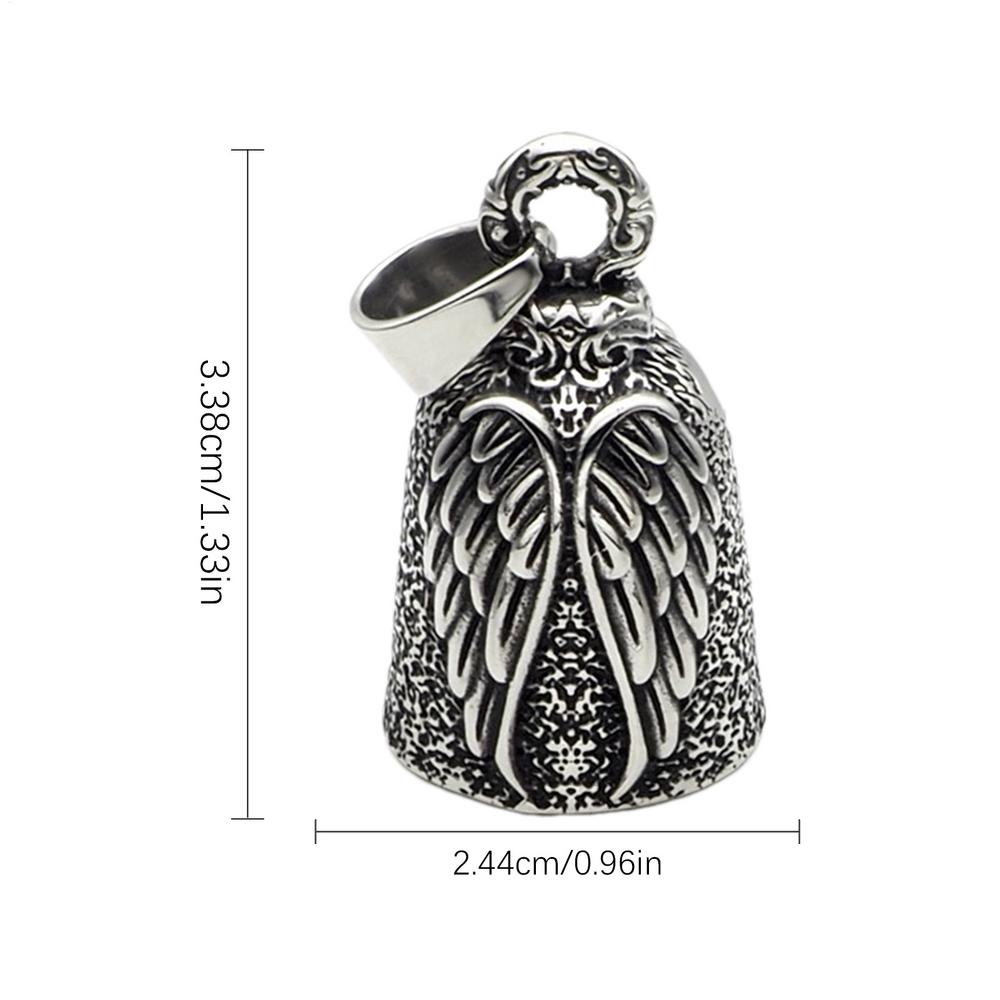 

New Biker Bell Angel Wings Riding Lucky Bell Pendant Motorcycle Amulet Jewelry Punk Rock Men s Necklace Keychain Accessories
