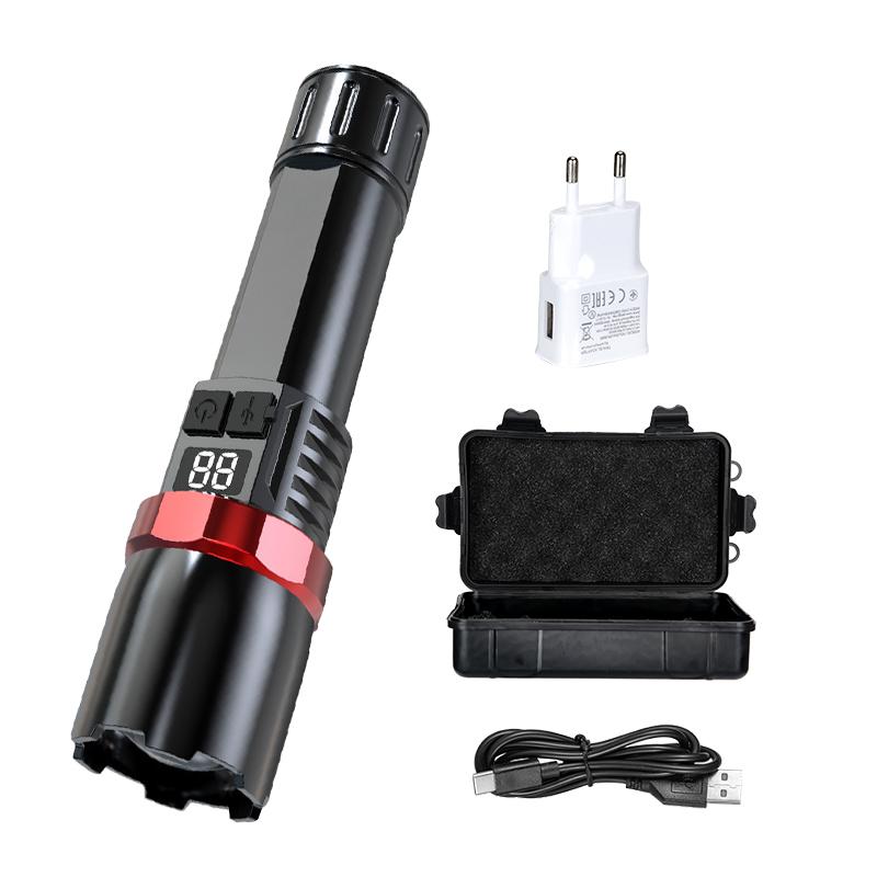 High Power LED Flashlight Powerful USB C Rechargeable Tactical Zoom Flashlight with 3 Gear Outdoor Camping Hiking Fishing Torch