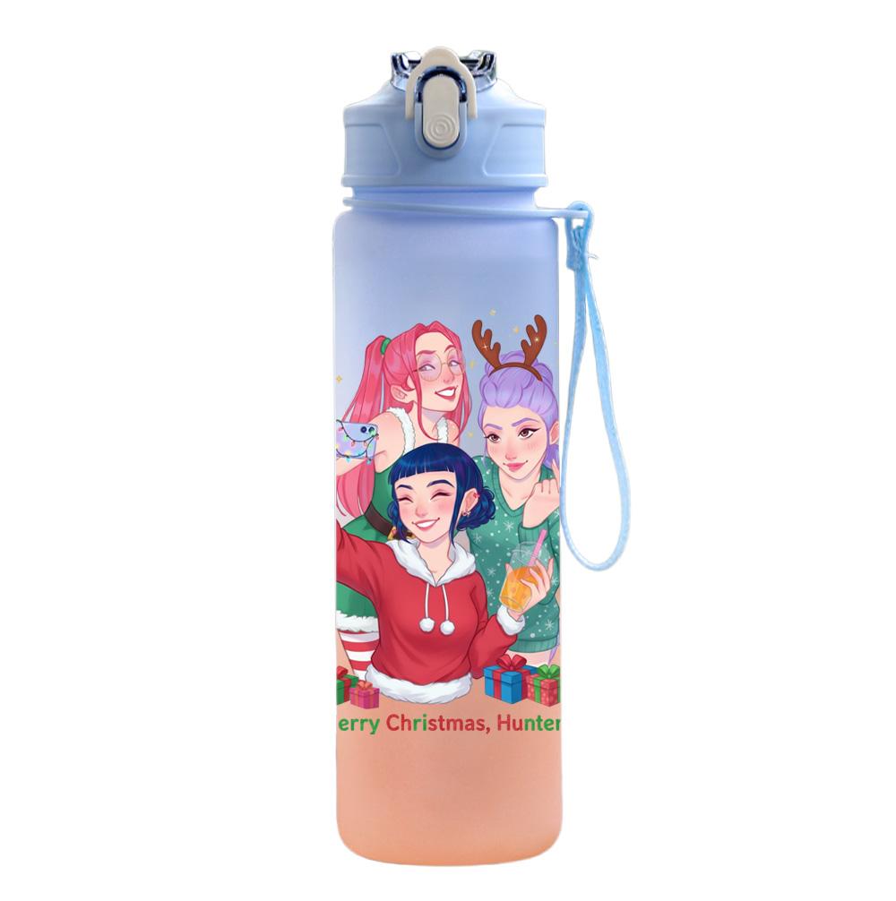 750Ml Water Bottle Anime Christmas K-Pop Demon Hunters Printed Large Capacity Drinking Cup Portable Outdoor Sports Water Cup Children Kid Gift