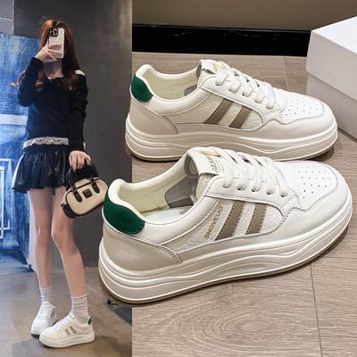 Cowhide Version~ Leather Platform White Shoes Women's Shoes Versatile Board Shoes Autumn New Casual Sports Shoes