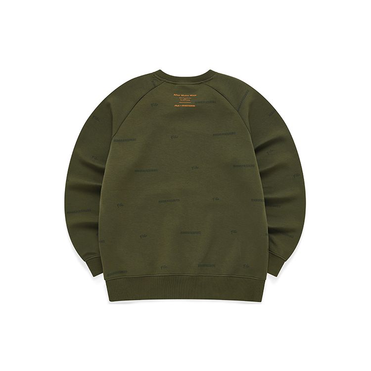 FILA Loose Knit Sports Crew Neck Sweatshirt Men tops Deep-Water-Green F11M143203F-DG