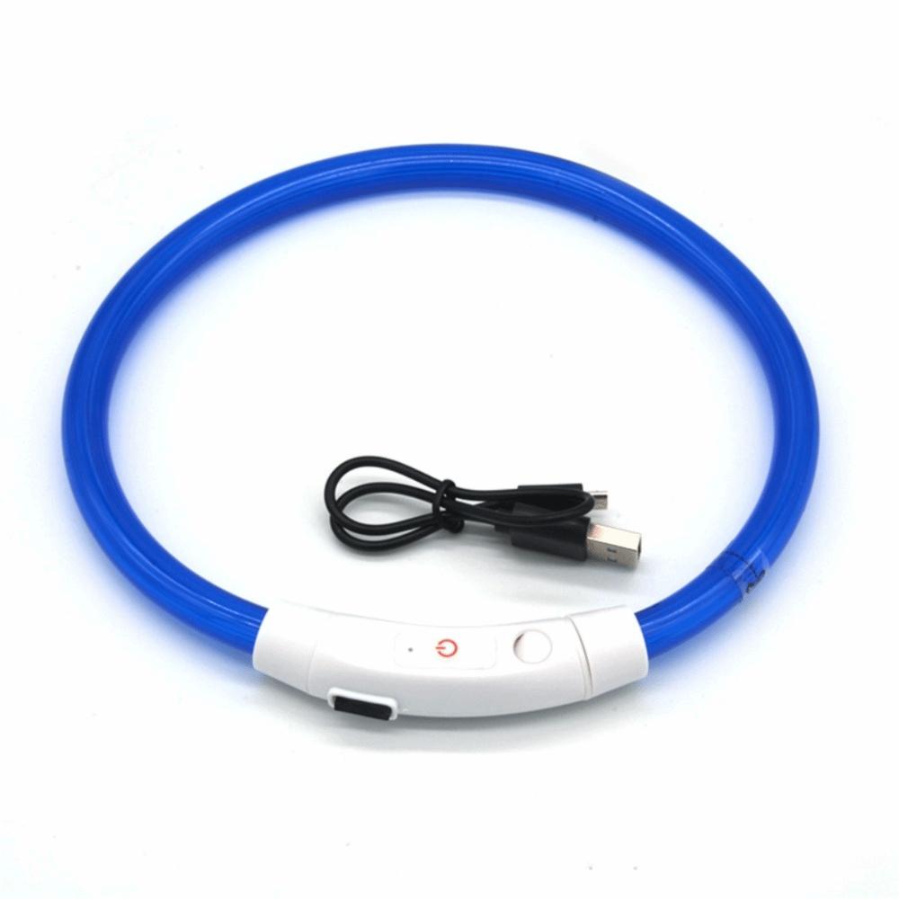 New USB Rechargeable Pet Dog LED Light Collar Luminous Trimmable Dog Fiber Optic Collar Anti-Lost Durable Dog Collar
