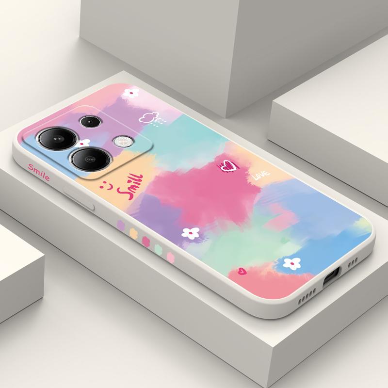 Rainbow Flower Phone Case For Xiaomi Redmi Note 13 12 12S 11 11S 10 10S 9 9S Pro Plus 4G 5G Liquid Silicone Cover