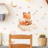 Little Fox Telling Bedtime Story Under Stars and Moon Wall Stickers, Self-Adhesive Fairy Tale Decor for Kids Room Nursery Decoration