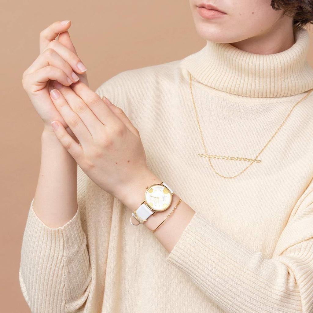 Women's White Marble-patterned Waterproof Watch, 33mm, Gold, Popular Brand NUWL CROCE DOT STONEWHITE