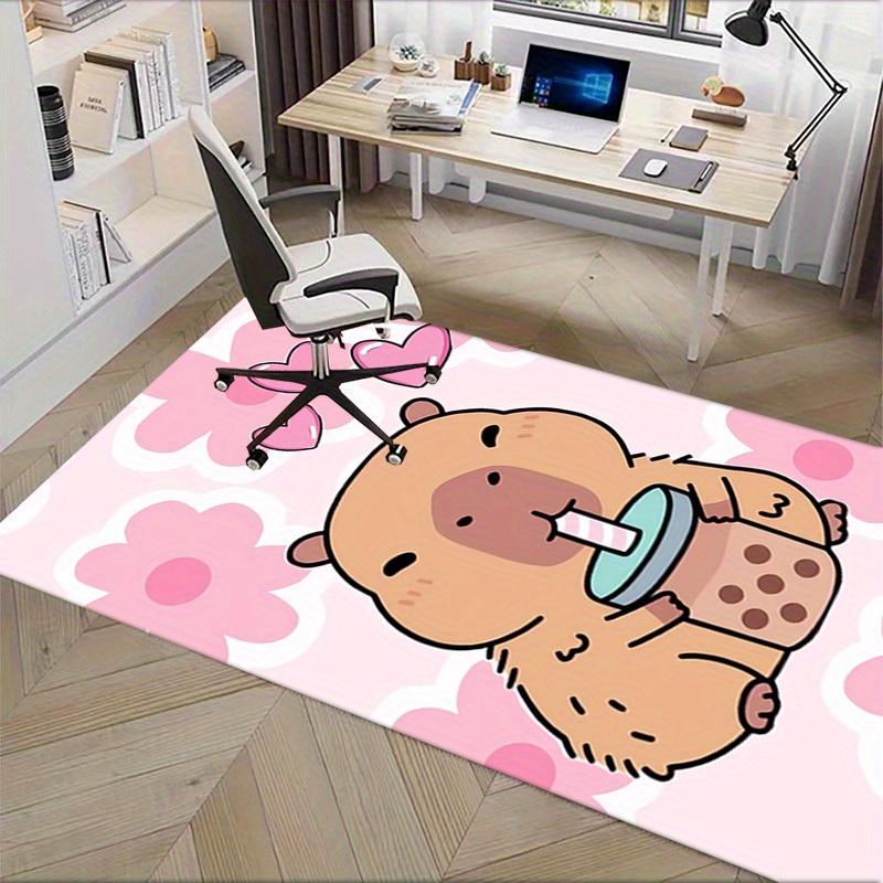 Cute, Capybara, Hearts Office Carpet Soft Polyester Entrance Carpet Washable Non slip Machine Washab