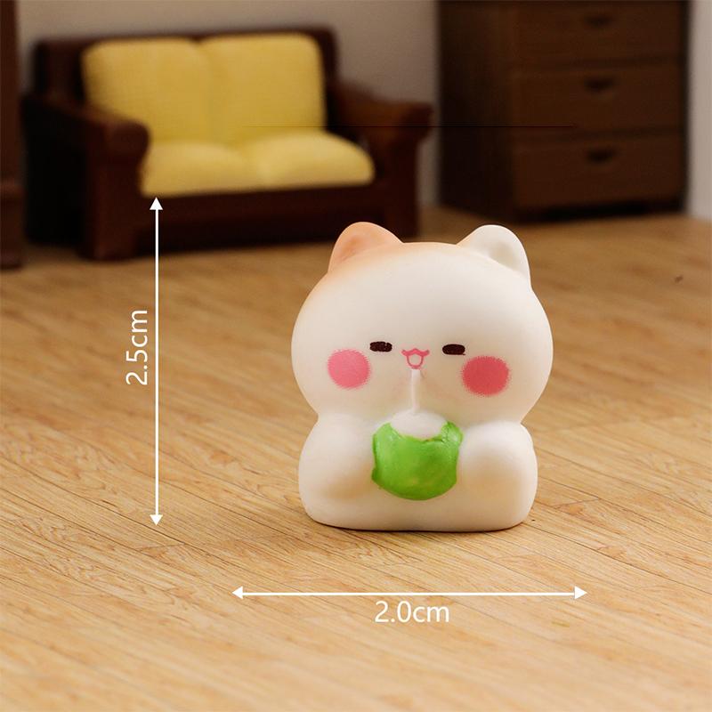 Cartoon Cute Happy Cat Ornaments Small Figurines Miniature Landscape Decoration Diy Home Desktop Children Accessories Gifts