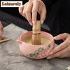 HOYIHM Pink Ru Tea Set Complete Set Bamboo Chasen Japanese Matcha Set Kit Tea Brewing Tea Holder Tea Ceremony Kitchen Supplies