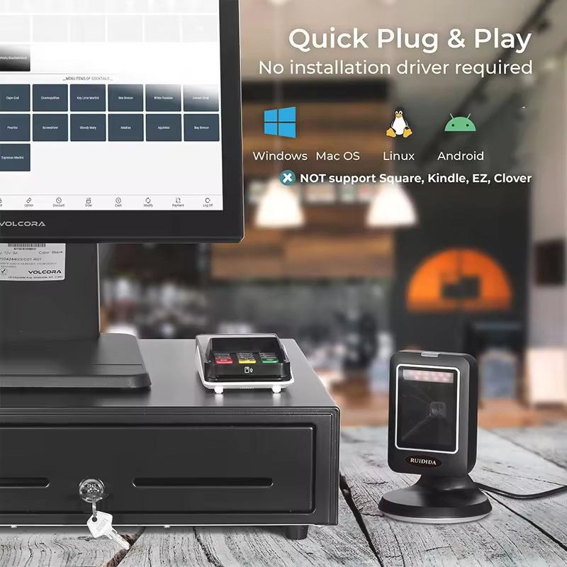 1D 2D Platform Scanner 2D Handfree Barcode 2D Scanner Desktop Barcode Reader Wired USB  Scanner QR Code PDF417 Code