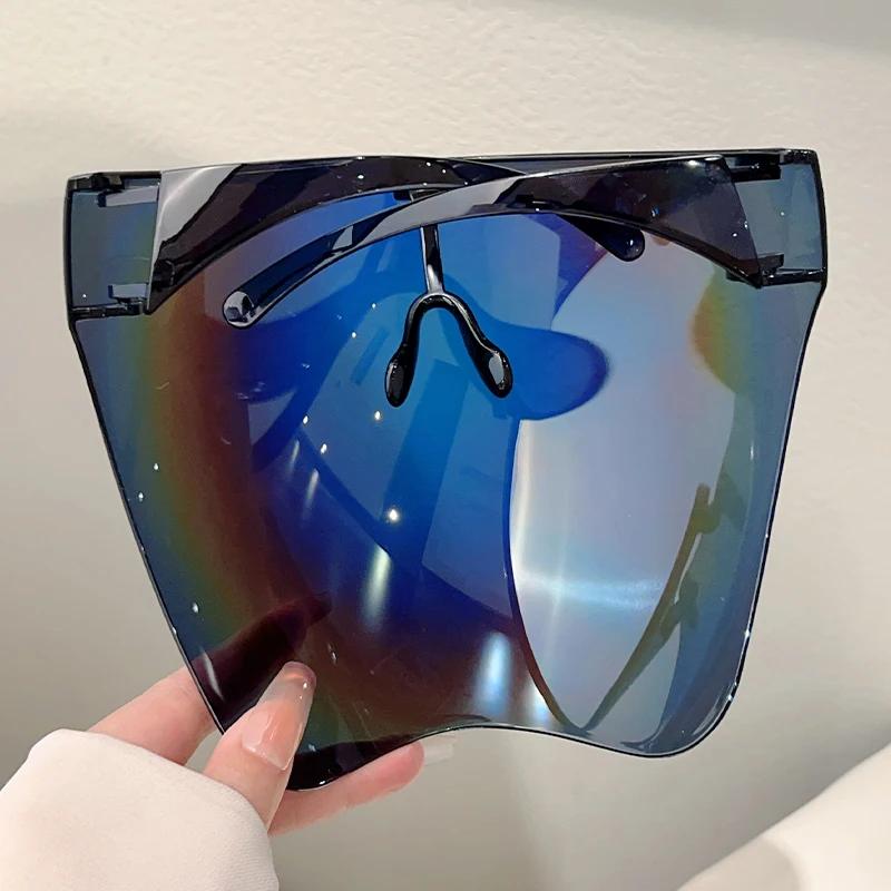 Huge Sports Goggle Men Futuristic Mirror Outdoor Cycling Protective Sunglasses Women Trendy Wrapped Round Anti-UV Shades