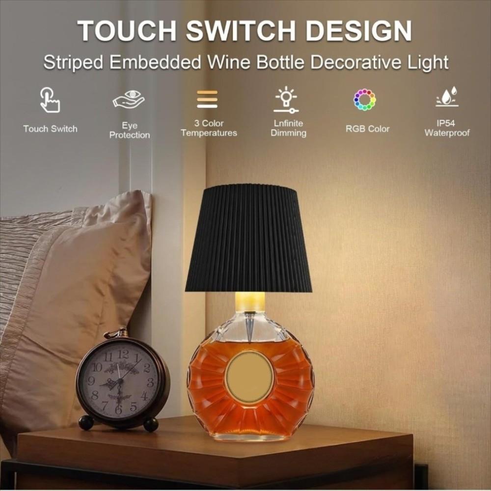 Wireless Pleated Bottle Lamp Touch LED Cordless Table Lamp Wine Bottle Lamp  Home Decoration