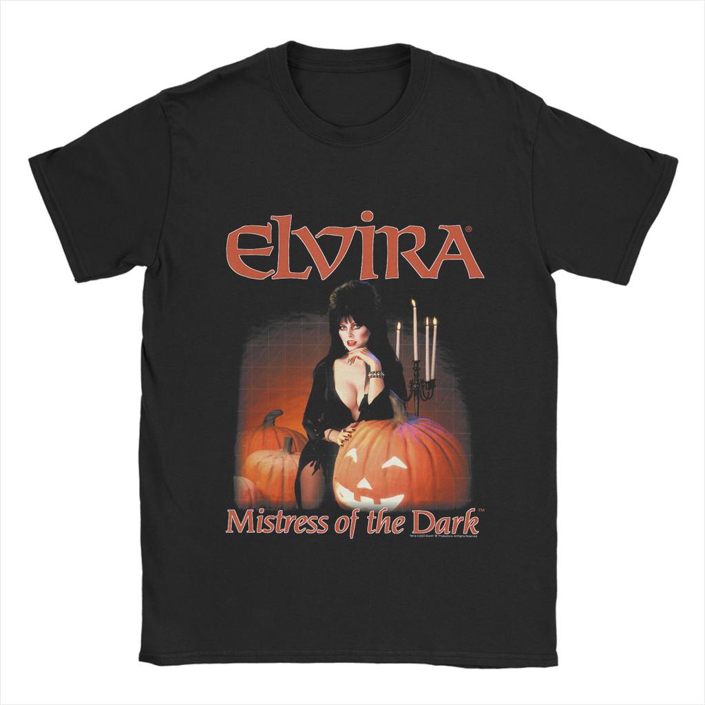 Elviras Pure Cotton Tshirt For Unisexs Beach Mistress Of The Dark Y2k Funny Tshirts Crewneck Harajuku Tee Shirt Oversized Hot