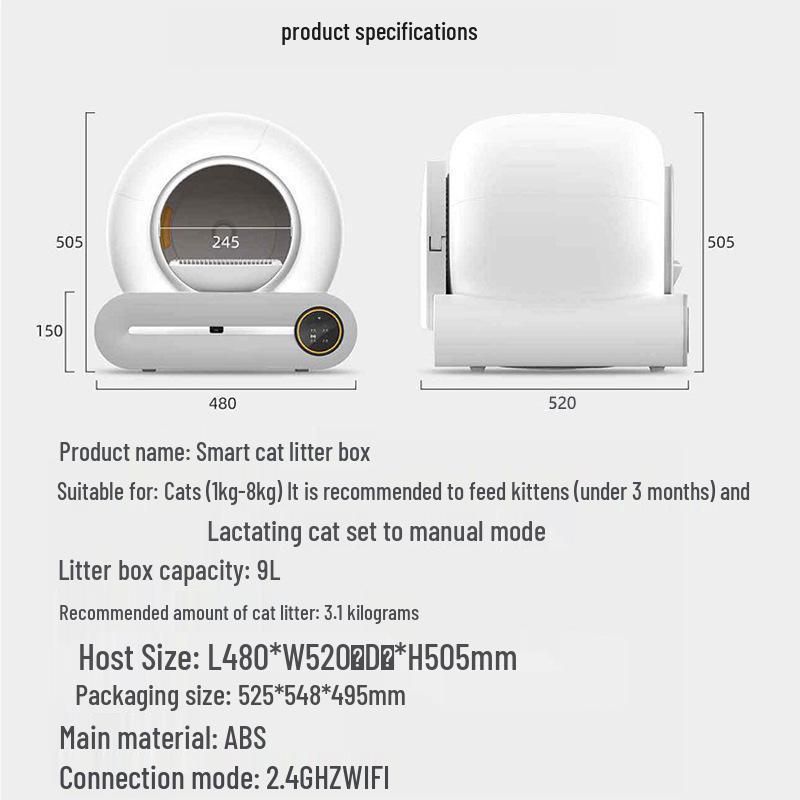 Smart Ozone Deodorizing & Automatic Cleaning Cat Litter Box - Anti-Splash, Extra Large, Fully Enclosed Pet Toilet