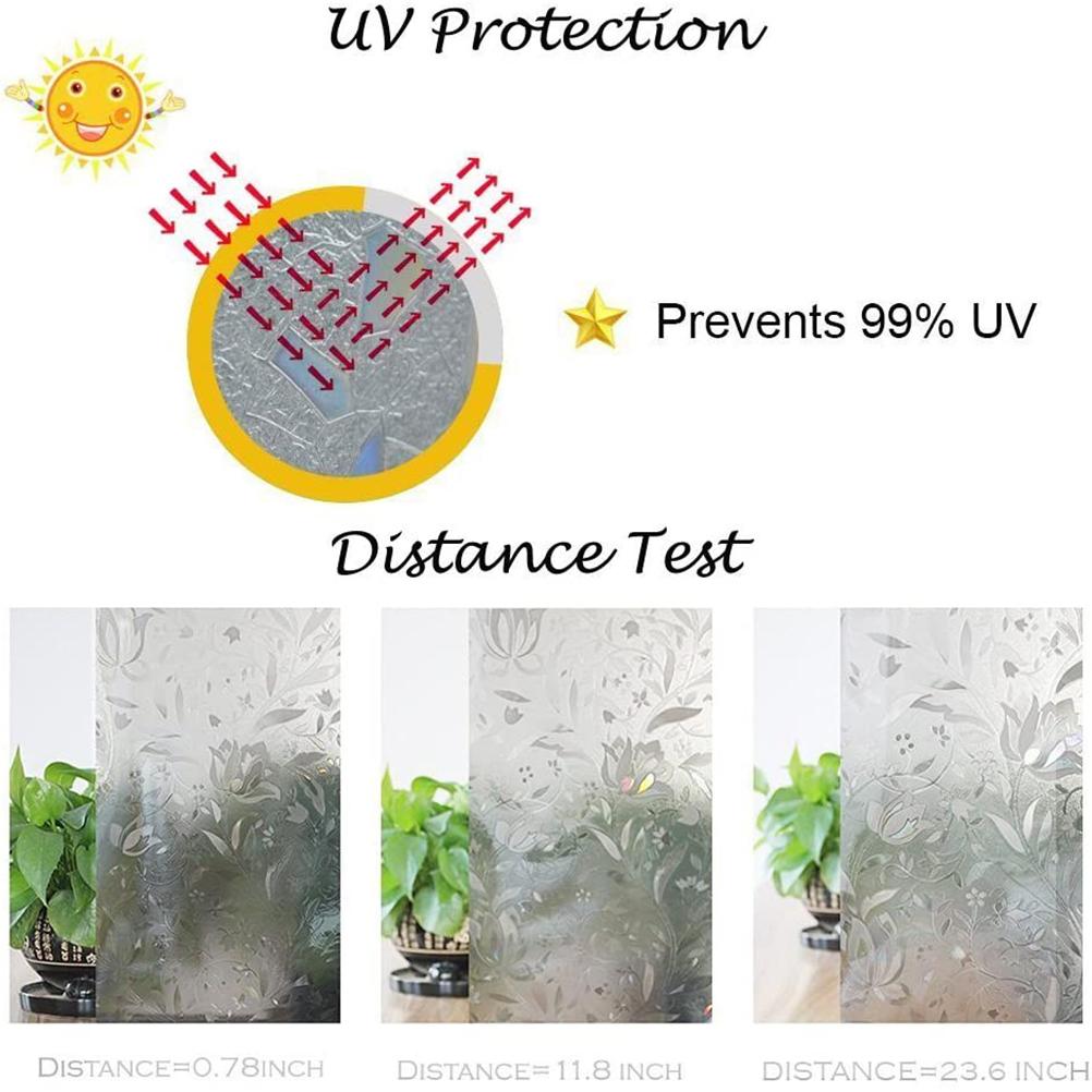 Película para Janela Sem Cola Películas Decorativas Estáticas Película Fosca para Janela para Proteção Solar