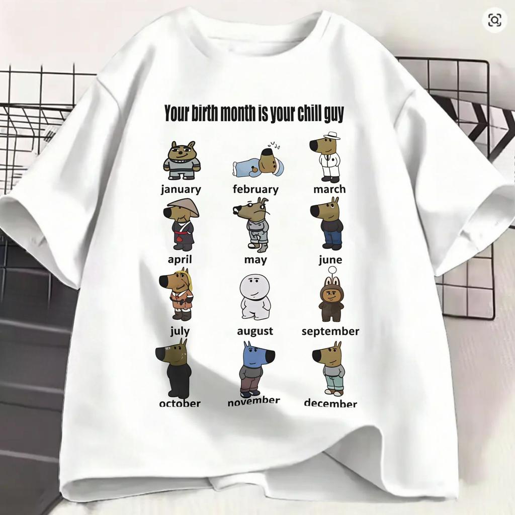 Vintage T Shirt Summer Chill Guys Fashion T Shirts Cotton Tee Shirt for Unisex Y2K Casual Plus Size 6XL Short Sleeve Tops