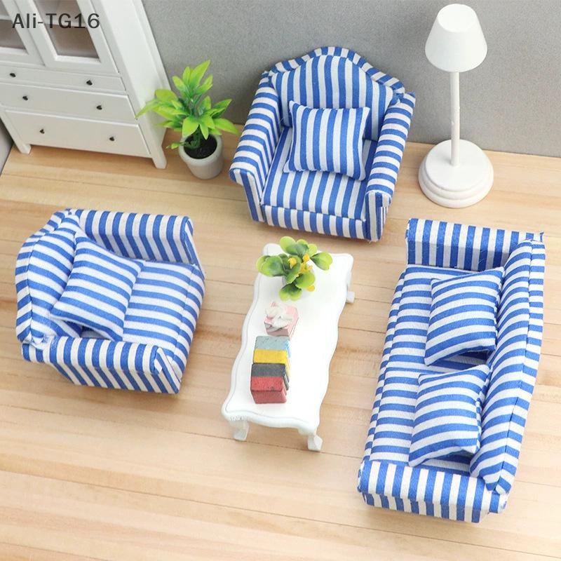 1/12 Dollhouse Simulation Sofa Model Doll Home Miniature Single/Double Sofa Living Room Furniture Decor Micro Scene Props