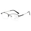 Memory Discoloration Multi-Focus Reading Glasses Anti-Blue Half-Frame Glasses Elderly Glasses Metal Cross-Mirror Men'S Reading Glasses