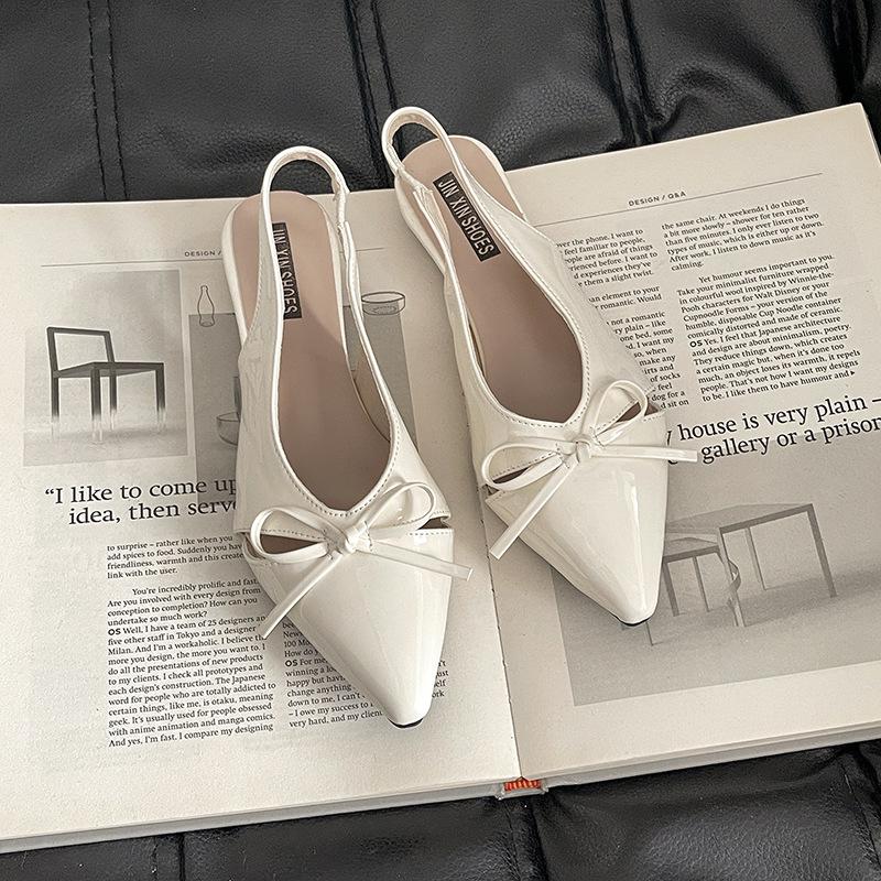 Bow women bag head Roman sandals summer fashion niche design sense commuter invisible pointed wedge heel women's shoes