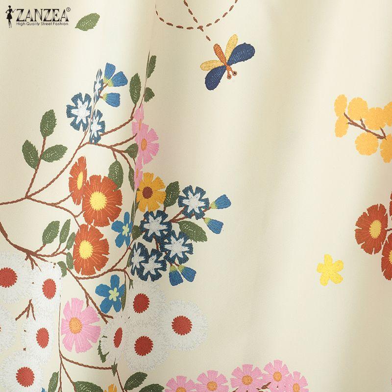 ZANZEA Women Casual Elastic Waist Loose Print Long Skirts