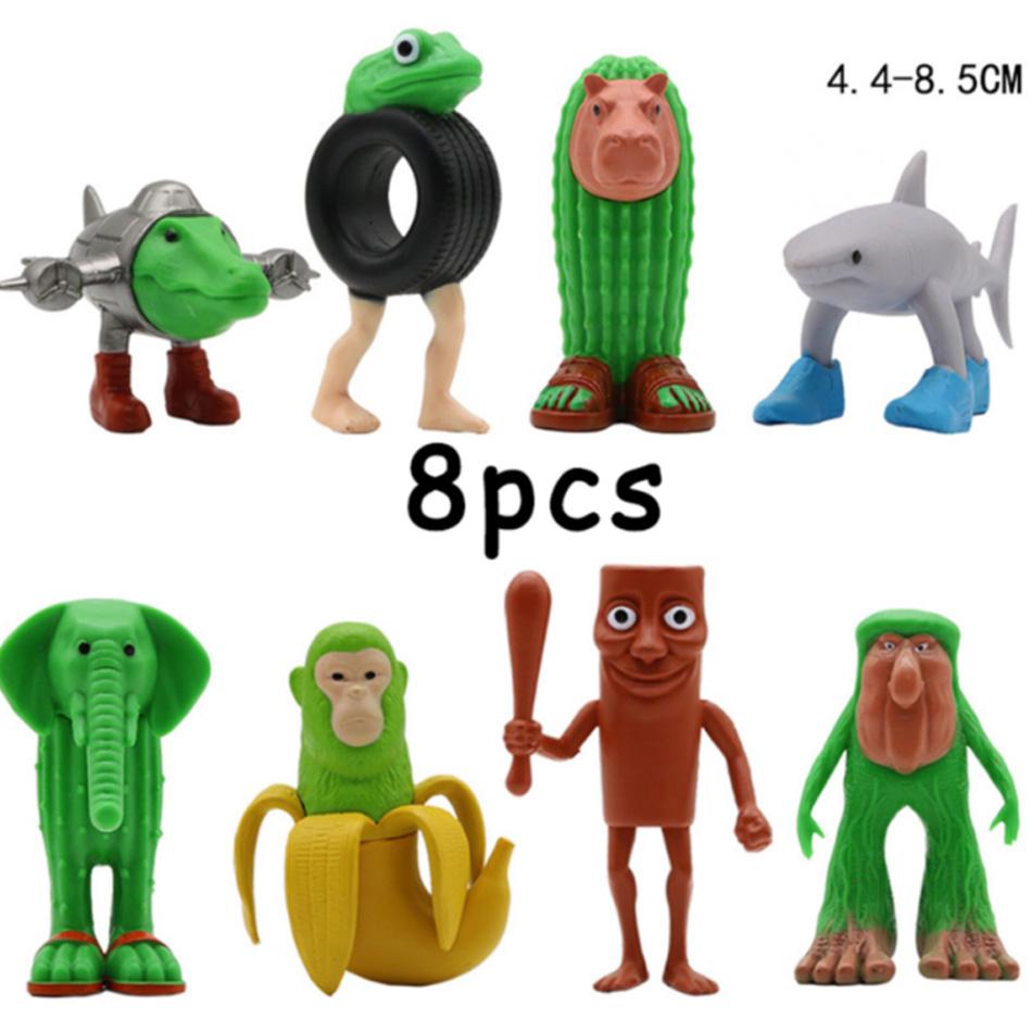 8-12Pcs Italian Brainrot Anime Action Figure Set Tung Tung Sahur Tralalero Tralala Bombardino Crocodilo Figures Model Toy Gifts