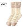 Warm Crew Socks for Winter Thickened Long Plush Women, Coral Fleece Socks, Cold Feet Relief Thermal Sleep Anti-static Contrast Color Indoor