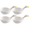WAIT FLY 4pcs White Porcelain Sauce Dipping Bowl, 4-Inch Appetizer Plate Seasoning Dish, Stackable, Cute Duck Shape