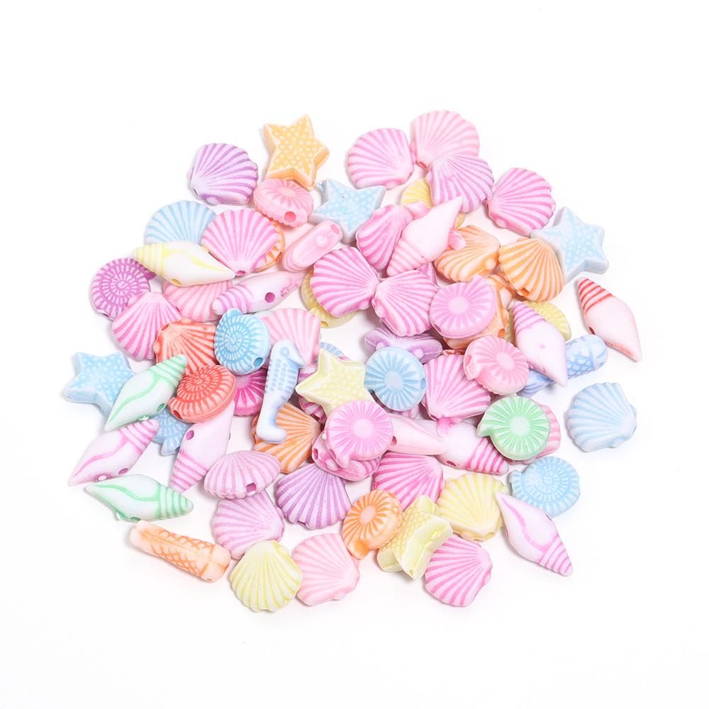 100pcs Conch Sea Shell Beads for Jewelry Making Ocean Acrylic Beads Starfish Anklet Bracelet Necklace DIY Handmade Accessories